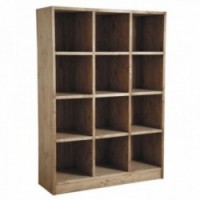 Shelving unit 12 boxes in honey waxed wood