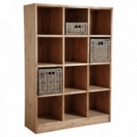 Shelving unit 12 boxes in honey waxed wood