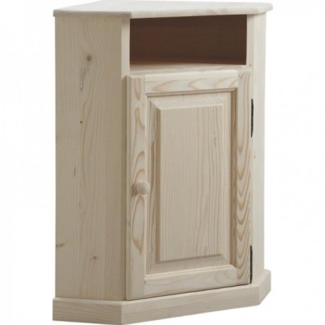 Vinkelskap 1 Solid Spruce Wooden Dør - Liten Rå Trehjørnebuffé