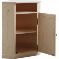 Meuble d'angle 1 porte bois épicéa massif - Petit buffet d'angle en bois brut
