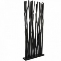 Screen on base in black wooden rods