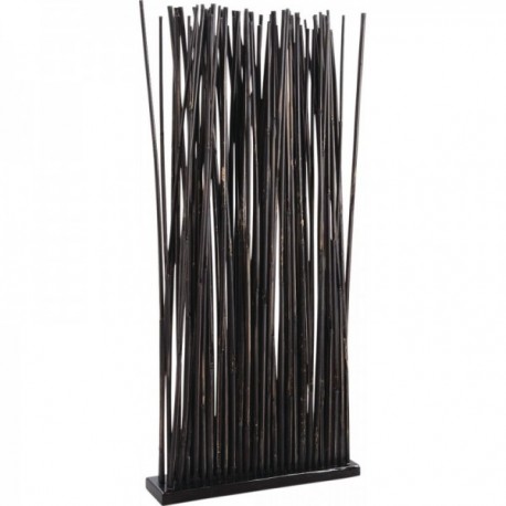 Screen on base in black patinated bamboo rods