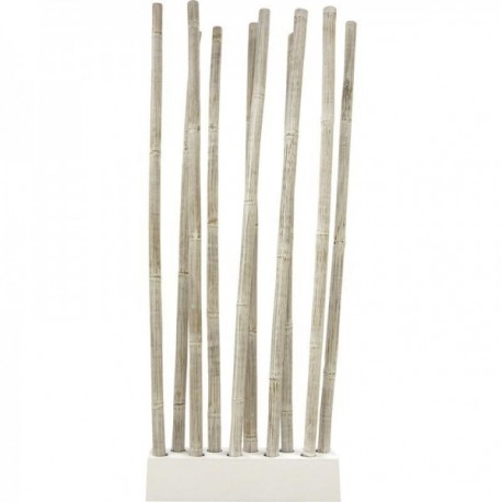 Paravento su base in canne di bamboo patinato bianco