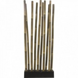 Biombo sobre base de cañas de bambú patinadas en negro