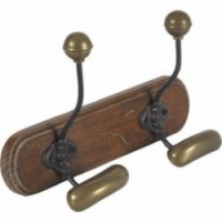 Wall hook in aged wood and metal 2 hooks