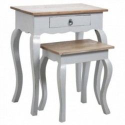 Gray wooden nesting tables