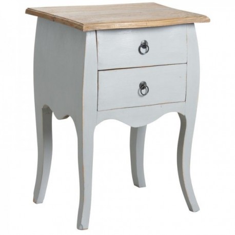Gray wooden bedside table with 2 drawers