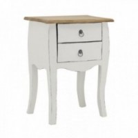 Biały drewniany stół nocny 2 szuflady