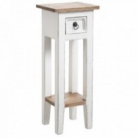 White wooden pedestal table with 1 drawer