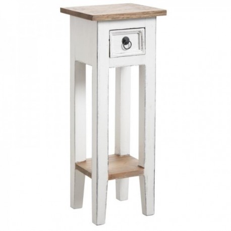 Witte houten voetstuk tafel met 1 lade, romantisch en vintage stijl booster meubels voor de woonkamer of slaapkamer