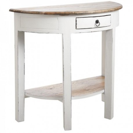 Table console demi-lune en bois blanc