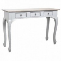 3-drawer console table in gray wood
