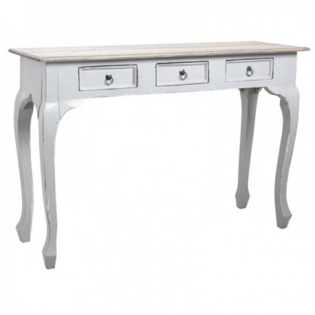 Console de madeira cinzenta 3 gavetas – Armário de entrada de madeira maciça e armazenamento chique para sala de estar