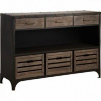 Gabinete buffet de madera y metal industrial