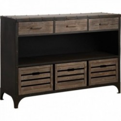 Buffet cabinet in wood and industrial metal