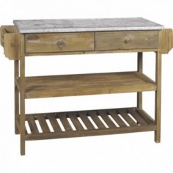 Table console en bois vieilli et zinc