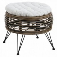 Round stool in gray poelet and metal