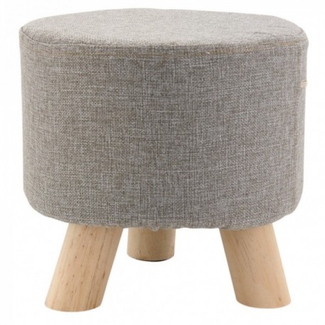 Round stool in cotton and wood