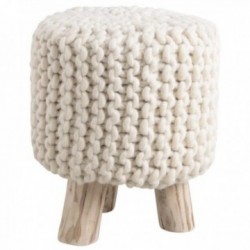 Round stool in white wool