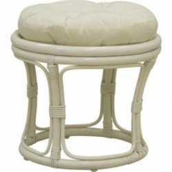 Weißer Rattan-runder Hocker mit Baumwollkissen: Puff-Sitzrunde Rattan geflochtene & Boho Boho inländischer Side-Sitz