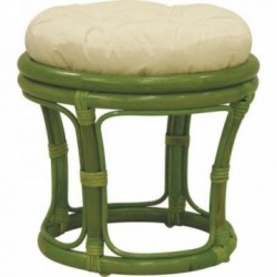 Pyöreä jakkara rottinki vihreä tyyny puuvilla: pyöreä pouf punottu Seat Green Sage & Natural Extra Stool