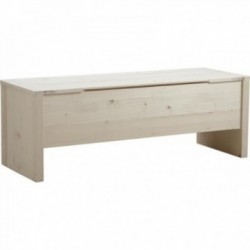 Banc coffre en bois brut massif avec rangement d'intérieur pour salon, entrée, chambre