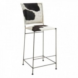 Bar stool in cowhide and metal