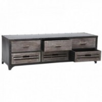 TV cabinet in wood and industrial metal
