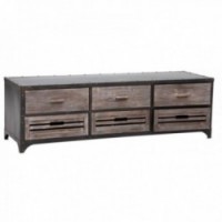 Drewniana szafka TV i metal przemysłowy