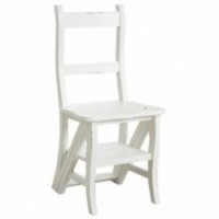Stepladder chair in white mahogany wood