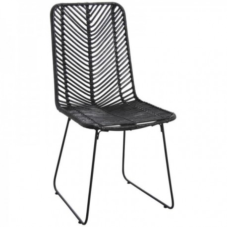 Black rattan and metal chair