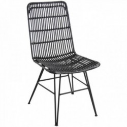 Stuhl aus schwarzem Rattan und Metall