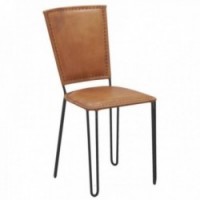 Goat leather and metal chair