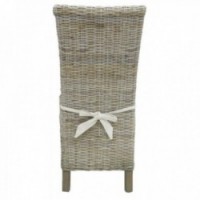 Gray and wood poelet dining chair with cushion