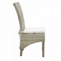 Gray and wood poelet dining chair with cushion