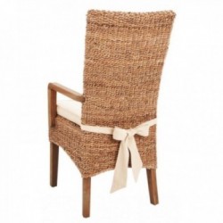 Chair with armrests in abaca and teak