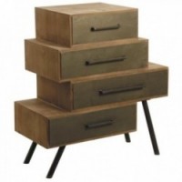 Chest of drawers unstructured in wood and metal