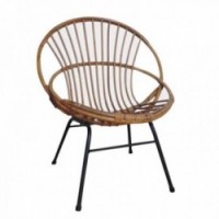 Okrągłe krzesło w lakierowanym rattanie i metalu