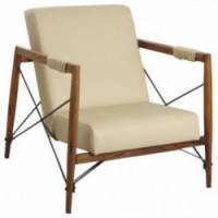 Armchair in solid suar wood and metal
