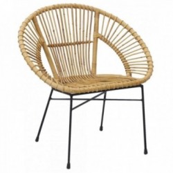 Round chair in gray rattan...