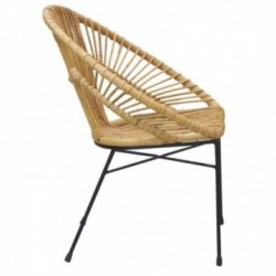 Okrągłe krzesło w szarej rattanie i metalu