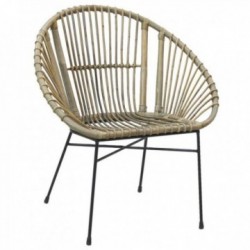 Round chair in gray rattan...