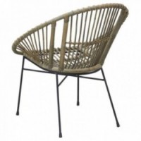 Okrągłe krzesło w szarej rattanie i metalu