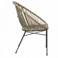Round chair in gray rattan and metal