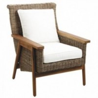 Armchair in antique gray poelet and teak