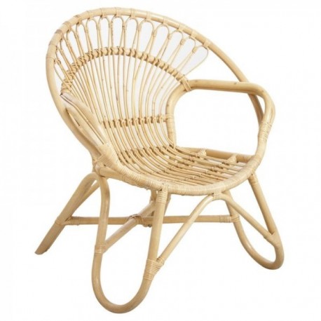 Round armchair in natural rattan