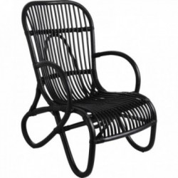 Sessel aus schwarz lackiertem Rattan