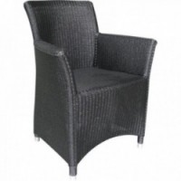 Poltrona con braccioli del telaio e rattan nero | Chic Design Sedia comoda per soggiorno e veranda