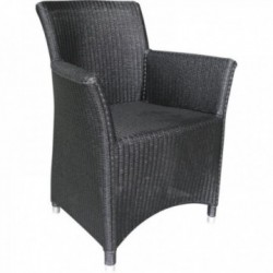 Fauteuil met weefgetouw armleuningen en zwarte rotan | Chic Design Comfortabele stoel voor woonkamer en veranda
