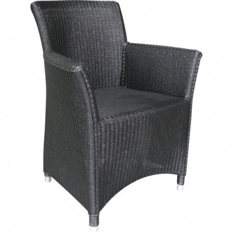 Fauteuil met weefgetouw armleuningen en zwarte rotan | Chic Design Comfortabele stoel voor woonkamer en veranda